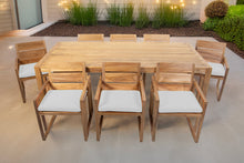 9 pc Venice Teak Arm Dining Set with 84" Rectangular Dining Table