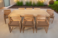 9 pc Venice Teak Arm Dining Set with 84" Rectangular Dining Table