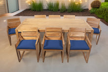 9 pc Venice Teak Arm Dining Set with 84" Rectangular Dining Table