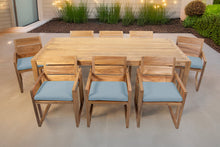 9 pc Venice Teak Arm Dining Set with 84" Rectangular Dining Table