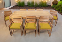 9 pc Venice Teak Arm Dining Set with 84" Rectangular Dining Table