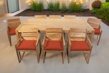 9 pc Venice Teak Arm Dining Set with 84" Rectangular Dining Table