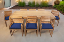 9 pc Venice Teak Arm Dining Set with 84" Rectangular Dining Table