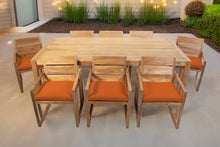 9 pc Venice Teak Arm Dining Set with 84" Rectangular Dining Table