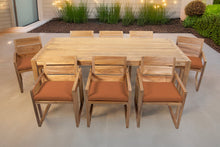 9 pc Venice Teak Arm Dining Set with 84" Rectangular Dining Table