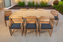 9 pc Venice Teak Arm Dining Set with 84" Rectangular Dining Table