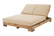 Pacific Teak Outdoor Double Chaise Lounger. Sunbrella Cushion.