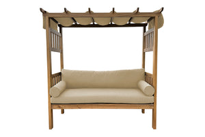 Huntington Teak Arbor Bench. Sunbrella Cushion.