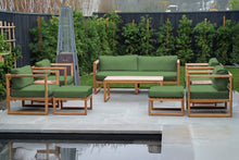 10 pc Venice Teak Deep Seating Set with Coffee Table. Sunbrella Cushions