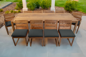 11 pc Venice Teak Dining Set with 108" Rectangular Dining Table