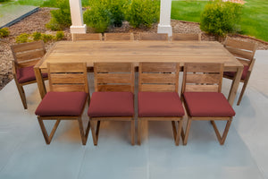 11 pc Venice Teak Dining Set with 108" Rectangular Dining Table