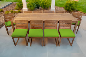 11 pc Venice Teak Dining Set with 108" Rectangular Dining Table