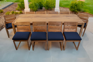11 pc Venice Teak Dining Set with 108" Rectangular Dining Table