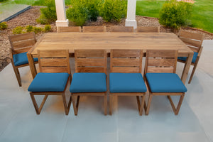 11 pc Venice Teak Dining Set with 108" Rectangular Dining Table