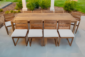11 pc Venice Teak Dining Set with 108" Rectangular Dining Table