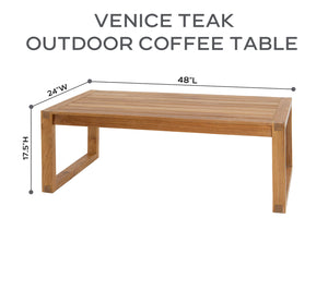 8 pc Venice Teak Outdoor Sectional Set with Coffee Table. Sunbrella Cushions