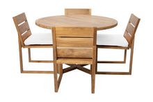 5 pc Venice Teak Armless Dining Set with 48" Round Dining Table