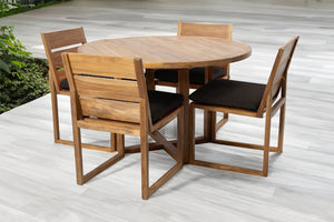 5 pc Venice Teak Armless Dining Set with 48" Round Dining Table