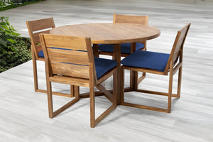 5 pc Venice Teak Armless Dining Set with 48" Round Dining Table