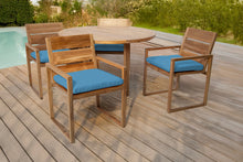 5 pc Venice Teak Arm Dining Set with 48" Round Dining Table