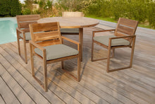 5 pc Venice Teak Arm Dining Set with 48" Round Dining Table