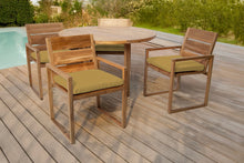 5 pc Venice Teak Arm Dining Set with 48" Round Dining Table