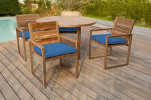 5 pc Venice Teak Arm Dining Set with 48" Round Dining Table