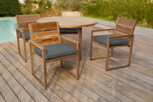 5 pc Venice Teak Arm Dining Set with 48" Round Dining Table