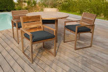 5 pc Venice Teak Arm Dining Set with 48" Round Dining Table