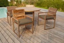 5 pc Venice Teak Arm Dining Set with 48" Round Dining Table