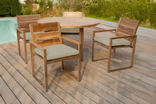 5 pc Venice Teak Arm Dining Set with 48" Round Dining Table