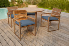 5 pc Venice Teak Arm Dining Set with 48" Round Dining Table