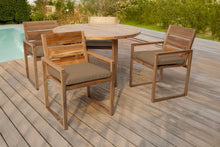 5 pc Venice Teak Arm Dining Set with 48" Round Dining Table