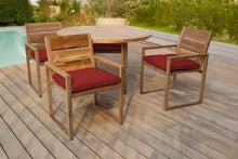 5 pc Venice Teak Arm Dining Set with 48" Round Dining Table