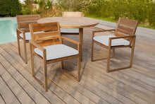 5 pc Venice Teak Arm Dining Set with 48" Round Dining Table