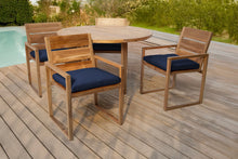 5 pc Venice Teak Arm Dining Set with 48" Round Dining Table