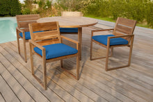 5 pc Venice Teak Arm Dining Set with 48" Round Dining Table