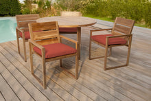 5 pc Venice Teak Arm Dining Set with 48" Round Dining Table