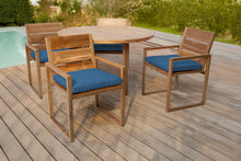 5 pc Venice Teak Arm Dining Set with 48" Round Dining Table