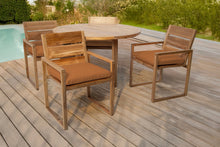 5 pc Venice Teak Arm Dining Set with 48" Round Dining Table