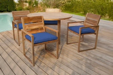 5 pc Venice Teak Arm Dining Set with 48" Round Dining Table