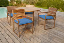 5 pc Venice Teak Arm Dining Set with 48" Round Dining Table