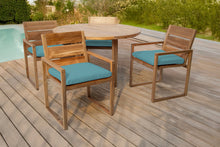 5 pc Venice Teak Arm Dining Set with 48" Round Dining Table