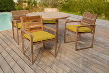 5 pc Venice Teak Arm Dining Set with 48" Round Dining Table