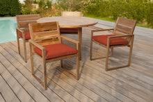 5 pc Venice Teak Arm Dining Set with 48" Round Dining Table