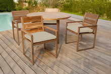 5 pc Venice Teak Arm Dining Set with 48" Round Dining Table