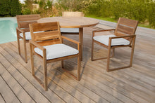 5 pc Venice Teak Arm Dining Set with 48" Round Dining Table