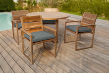 5 pc Venice Teak Arm Dining Set with 48" Round Dining Table