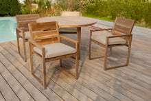 5 pc Venice Teak Arm Dining Set with 48" Round Dining Table