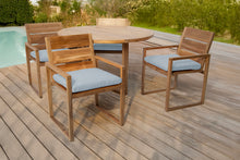 5 pc Venice Teak Arm Dining Set with 48" Round Dining Table